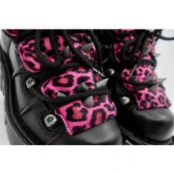 New Rock Black Pink Leopard Men