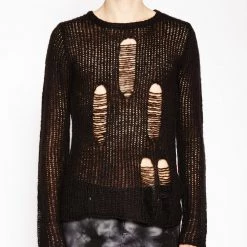 Tripp NYC Men RAG STRIPE SWEATER BLACK