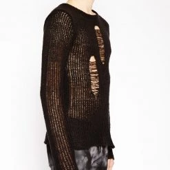 Tripp NYC Men RAG STRIPE SWEATER BLACK