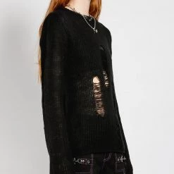 Tripp NYC Men RAG STRIPE SWEATER BLACK