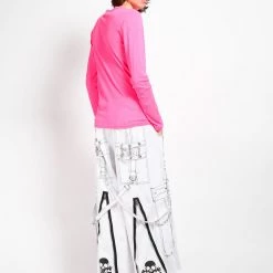Trippnyc.com BACK UP SKULL PANT - WHITE Men