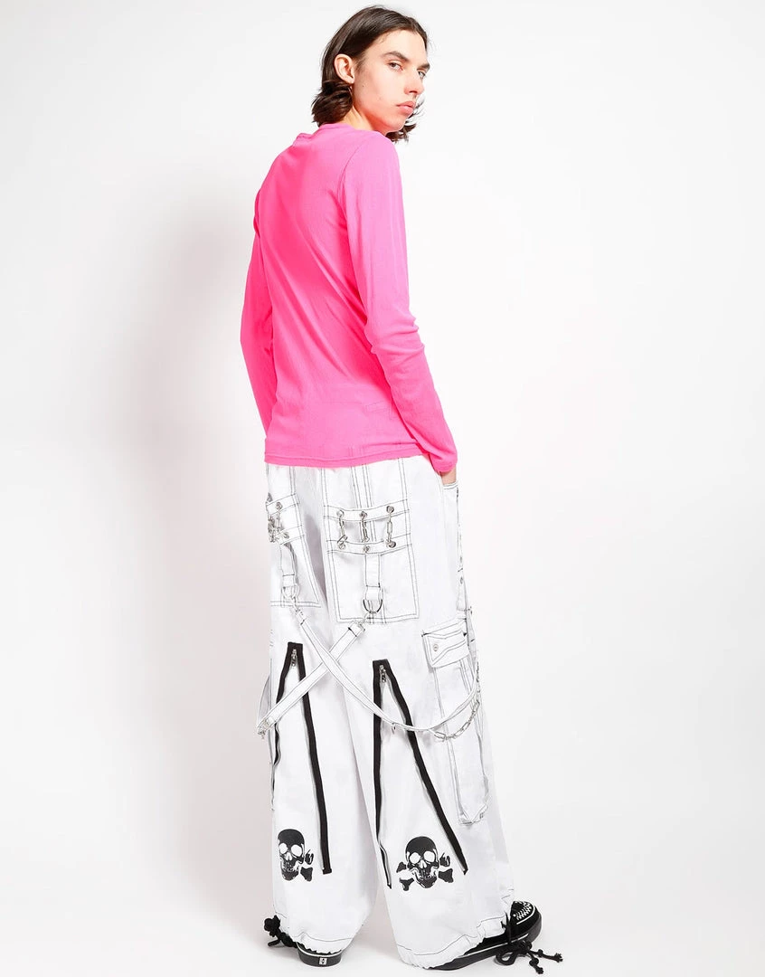 Trippnyc.com BACK UP SKULL PANT - WHITE Men