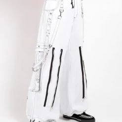 Trippnyc.com BACK UP SKULL PANT - WHITE Men