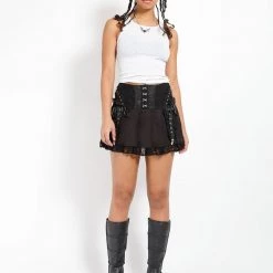 Tripp NYC ENCHANTED PLEATED SKIRT BLACK