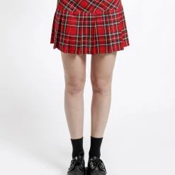 Tripp NYC Women PLEATED SKIRT RED PLAID