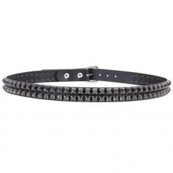 Trash And Vaudeville Men Black/Black Belt - 2 Row 1/2" Pyramid