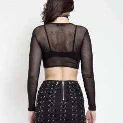 Tripp NYC Women LONG SLEEVE CROP FISHNET