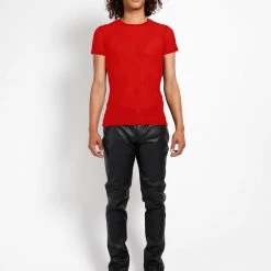 Trippnyc.com Men SHORT SLEEVE FISHNET RED