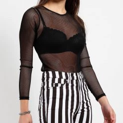 Tripp NYC Women Fisnhet Long Sleeve Top