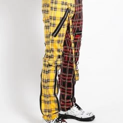 Trippnyc.com SPLIT LEG BONDAGE PANT YELLOW/BLACK PLAID Men