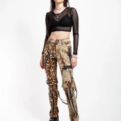 Trippnyc.com SPLIT LEG BONDAGE PANT LEOPARD AND SAND CAMO Men