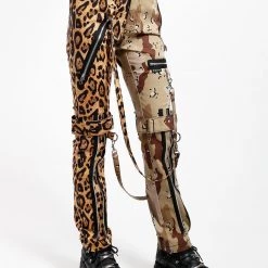 Trippnyc.com SPLIT LEG BONDAGE PANT LEOPARD AND SAND CAMO Men