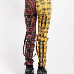 Trippnyc.com SPLIT LEG BONDAGE PANT YELLOW/BLACK PLAID Men