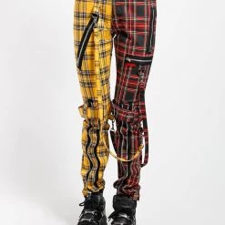Trippnyc.com SPLIT LEG BONDAGE PANT YELLOW/BLACK PLAID Men
