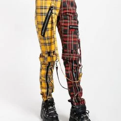 Trippnyc.com SPLIT LEG BONDAGE PANT YELLOW/BLACK PLAID Men