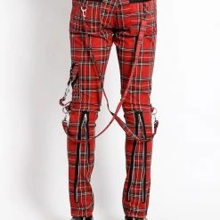 Tripp NYC CLASSIC SLIM LEG BONDAGE PANT RED PLAID