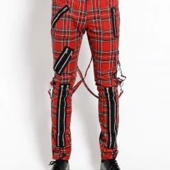 Tripp NYC CLASSIC SLIM LEG BONDAGE PANT RED PLAID