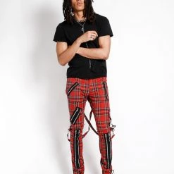Tripp NYC CLASSIC SLIM LEG BONDAGE PANT RED PLAID