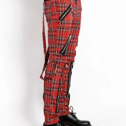 Tripp NYC CLASSIC SLIM LEG BONDAGE PANT RED PLAID