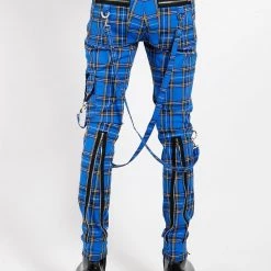 Tripp NYC CLASSIC SLIM LEG BONDAGE PANT BLUE PLAID Men