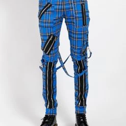 Tripp NYC CLASSIC SLIM LEG BONDAGE PANT BLUE PLAID Men