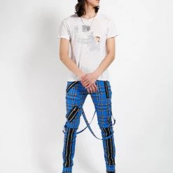 Tripp NYC CLASSIC SLIM LEG BONDAGE PANT BLUE PLAID Men
