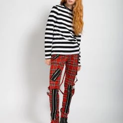 Tripp NYC CLASSIC SLIM LEG BONDAGE PANT RED PLAID