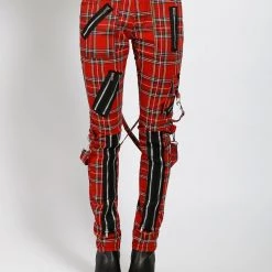 Tripp NYC CLASSIC SLIM LEG BONDAGE PANT RED PLAID