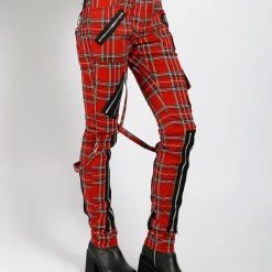 Tripp NYC CLASSIC SLIM LEG BONDAGE PANT RED PLAID