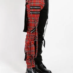 Trippnyc.com SPLIT LEG BUMFLAP PANT RED PLAID