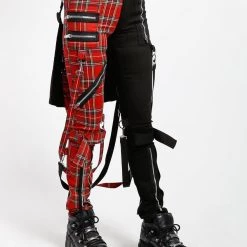 Trippnyc.com SPLIT LEG BUMFLAP PANT RED PLAID