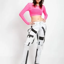 Tripp NYC Men STUDDED BONDAGE PANT WHITE