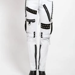 Tripp NYC Men STUDDED BONDAGE PANT WHITE