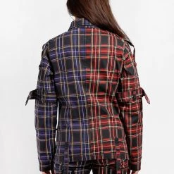 Trippnyc.com Men SPLIT PUNK JACKET BLACK/PURPLE PLAID