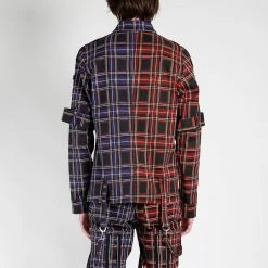 Trippnyc.com Men SPLIT PUNK JACKET BLACK/PURPLE PLAID