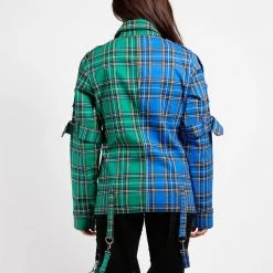 Trippnyc.com SPLIT PUNK JACKET BLUE/GREEN PLAID Men