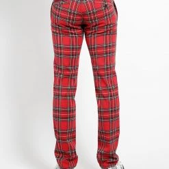Tripp NYC Men Top Cat Pants Red Tartan Plaid