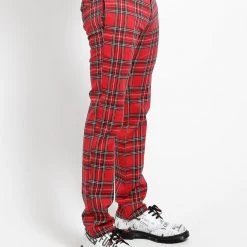 Tripp NYC Men Top Cat Pants Red Tartan Plaid