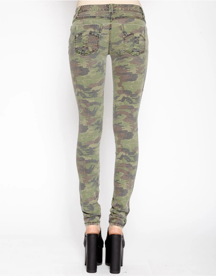 Tripp NYC Women Cat Fight Jeans Camo Print
