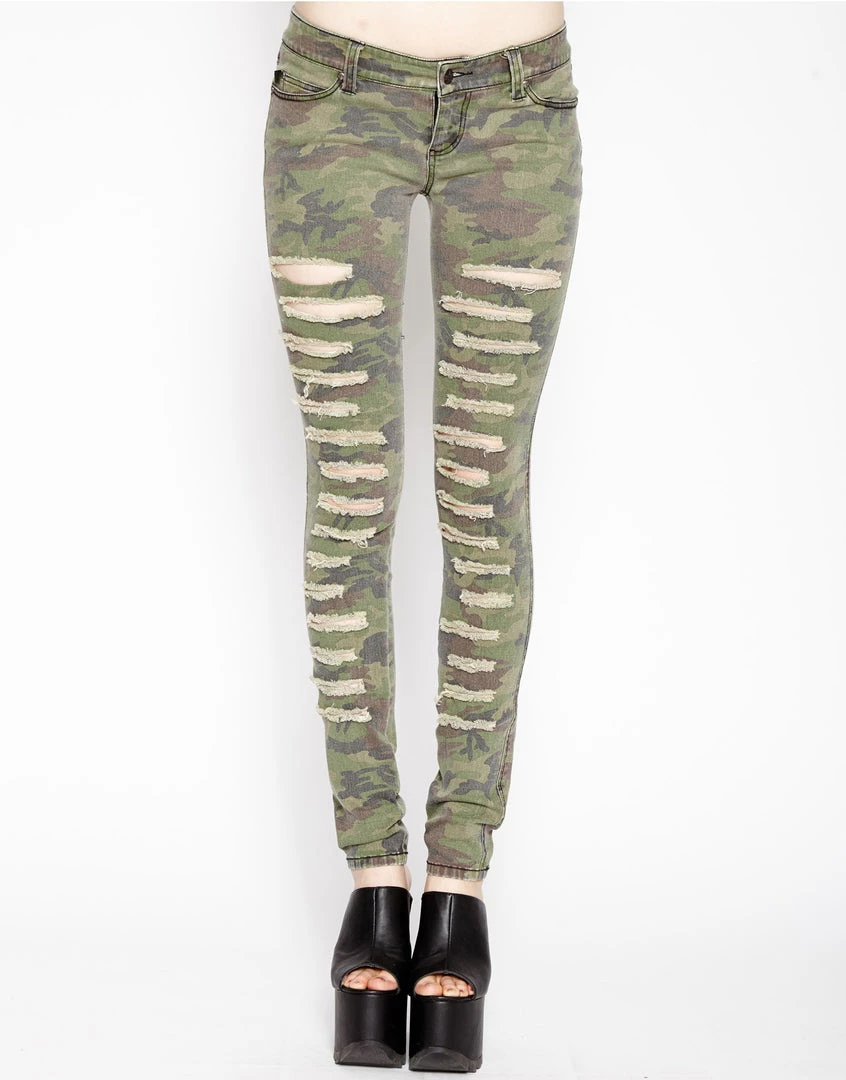Tripp NYC Women Cat Fight Jeans Camo Print