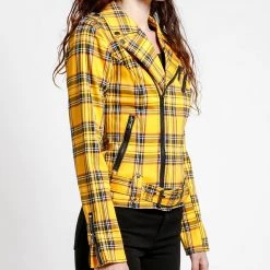 Tripp NYC Wild Child Motorcycle Jacket Plaid Print Women