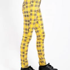 Tripp NYC Women HIGH WAIST T-BACK JEAN YELLOW PLAID