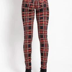 Tripp NYC Women HIGH WAIST T-BACK JEAN BLACK PLAID