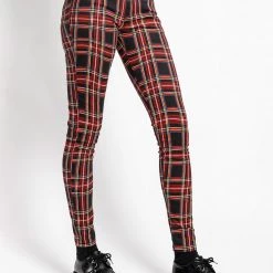 Tripp NYC Women HIGH WAIST T-BACK JEAN BLACK PLAID
