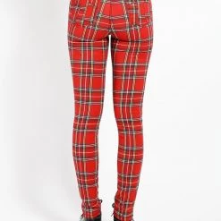 Tripp NYC Women HIGH WAIST T-BACK JEAN RED PLAID