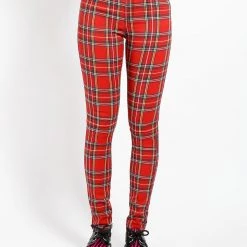 Tripp NYC Women HIGH WAIST T-BACK JEAN RED PLAID