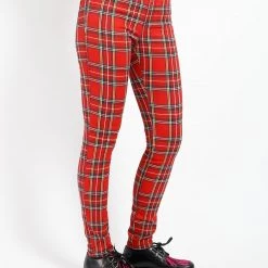 Tripp NYC Women HIGH WAIST T-BACK JEAN RED PLAID