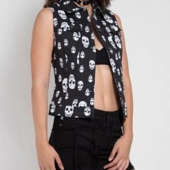 Tripp NYC Toxic Skull Jean Jacket Vest Women