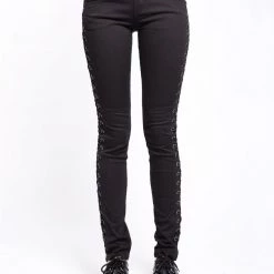 Tripp NYC Women Side Grommet Lace Up Jeans