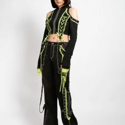 Trippnyc.com LOLITA CROP HOODY LIME Women
